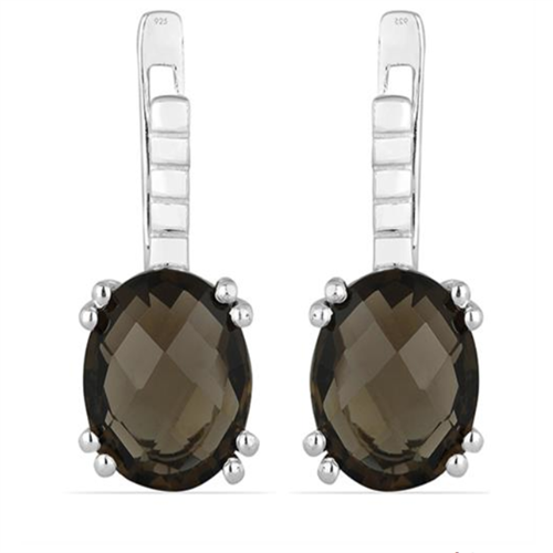 BUY STERLING SILVER NATURAL SMOKY GEMSTONE EARRINGS